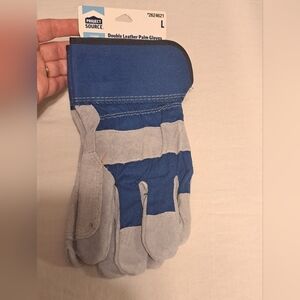 Men's Work Gloves Large Double Leather Palm Project Source New